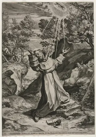St. Francis Receiving the Stigmata, by Agostino Carracci, 1586