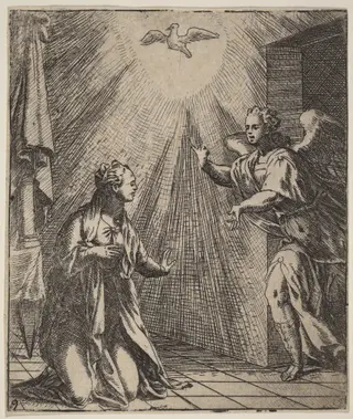 The Annunciation, by Giovanni Battista Fontana, ink, 1556