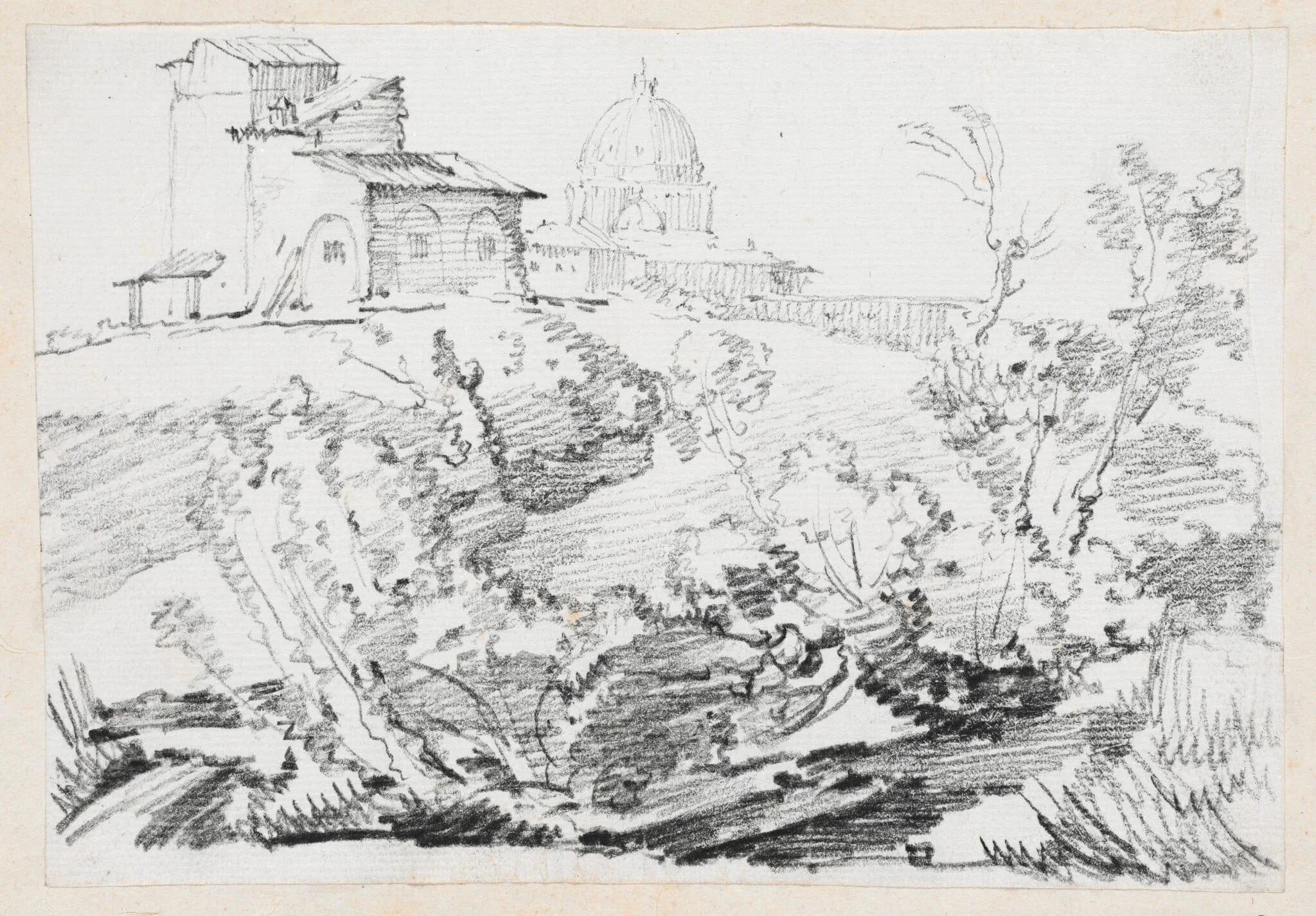 A Building on a Hill with Saint Peter's in the Distance, detail