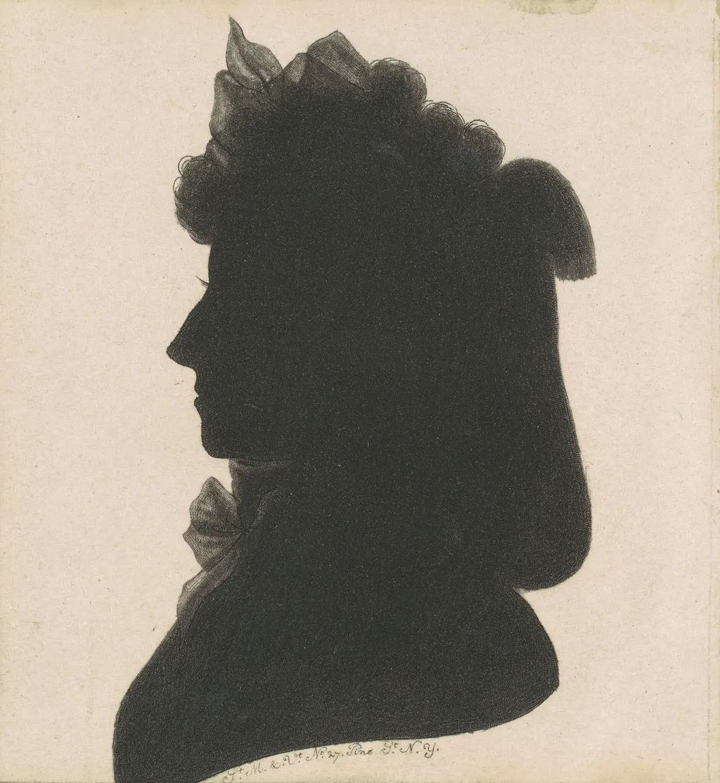 Unidentified Female Silhouette, by Charles B. J. Févret de Saint-Mémin, ink, 1797