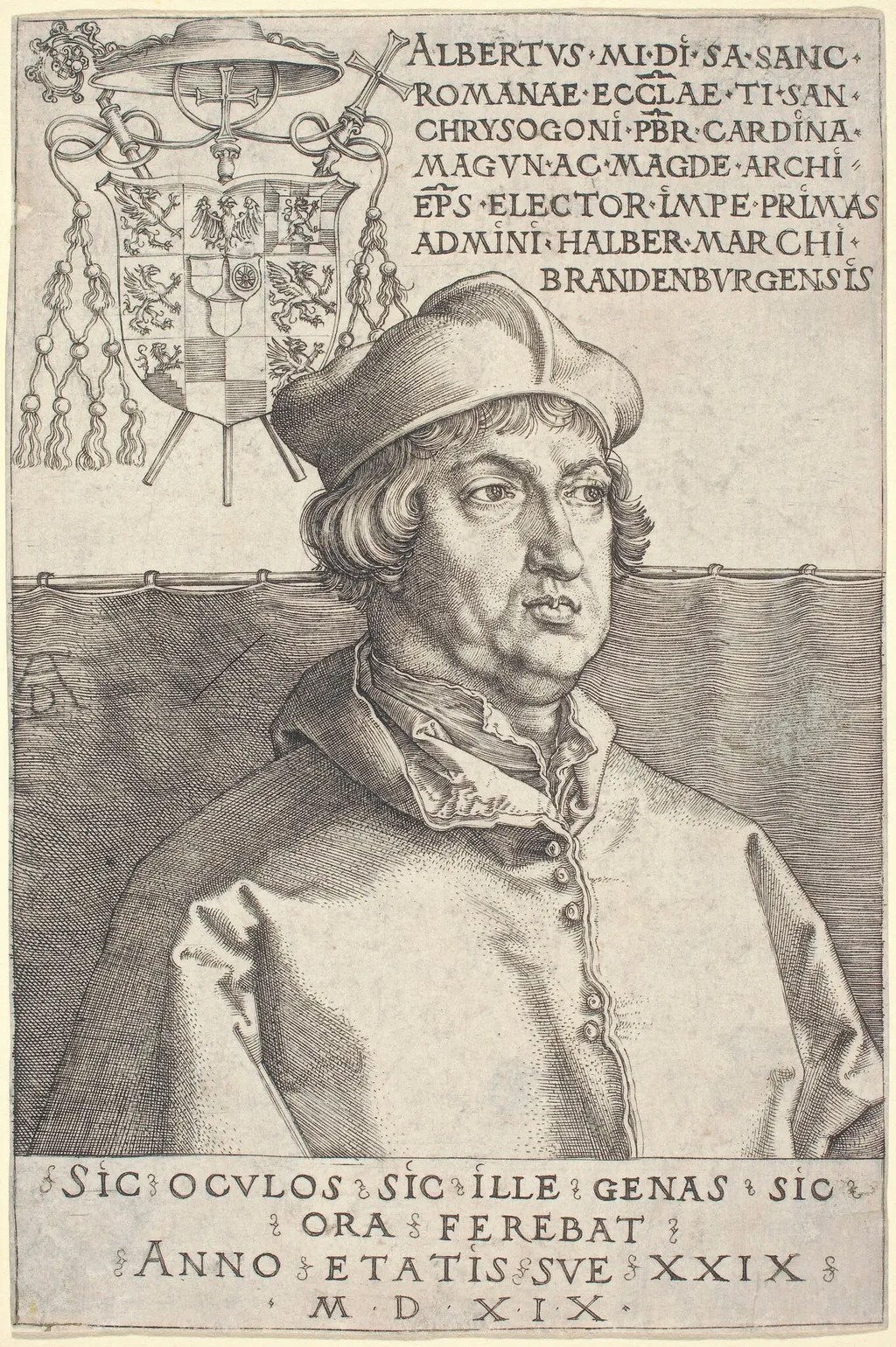 Cardinal Albrecht of Brandenburg ("Small Cardinal"), by Albrecht Dürer, ink, 1519