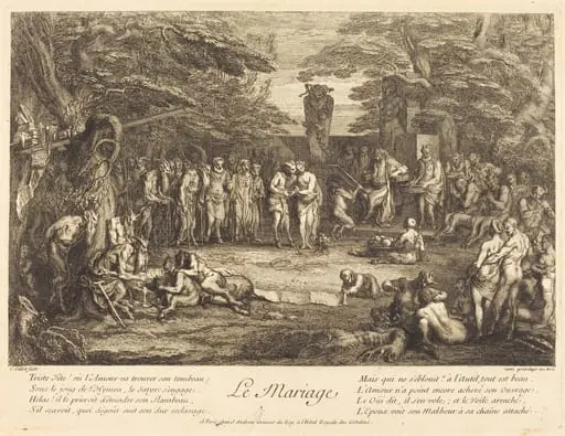 Le Mariage (Marriage), by Claude Gillot, ink, 1698