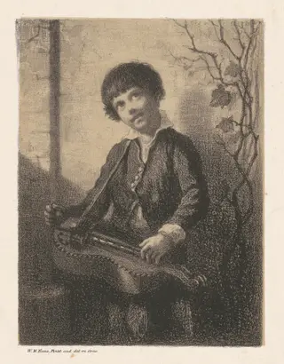 The Hurdy-Gurdy Boy, by William Morris Hunt, ink, 1857