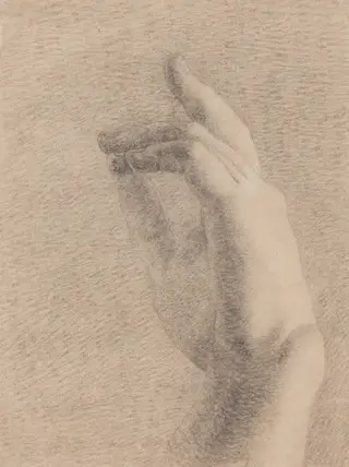 Study of a Hand [recto], by Benjamin Robert Haydon, charcoal, 1816