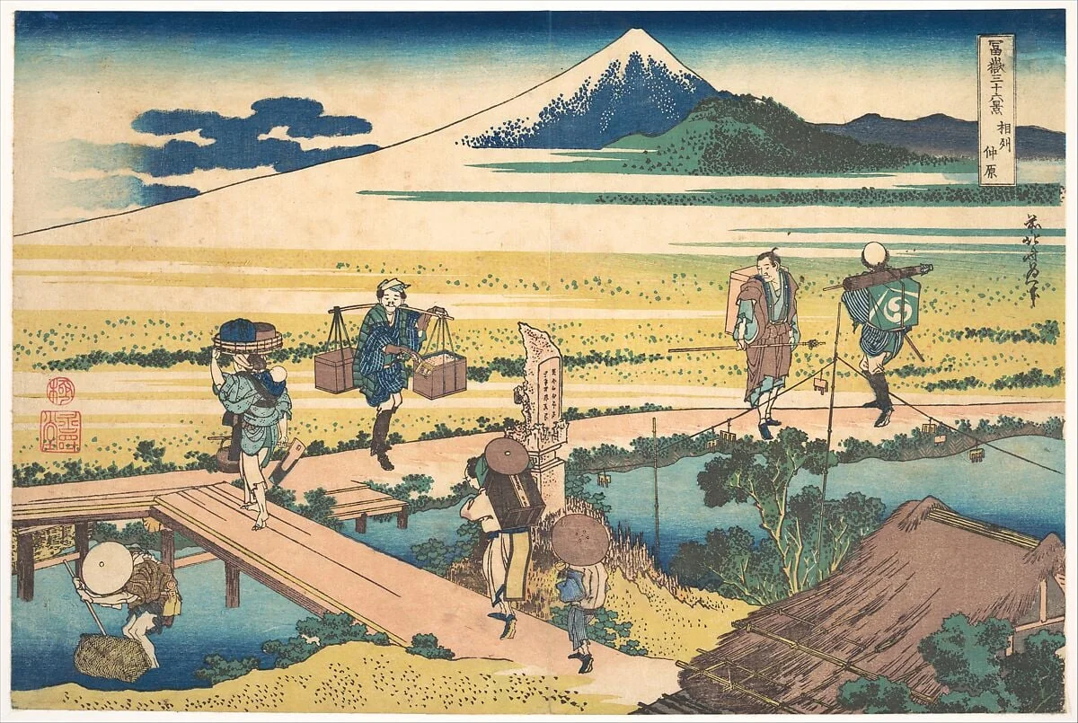 冨嶽三十六景 相州仲原|Nakahara in Sagami Province (Sōshū Nakahara), from the series Thirty-six Views of Mount Fuji (Fugaku sanjūrokkei), detail