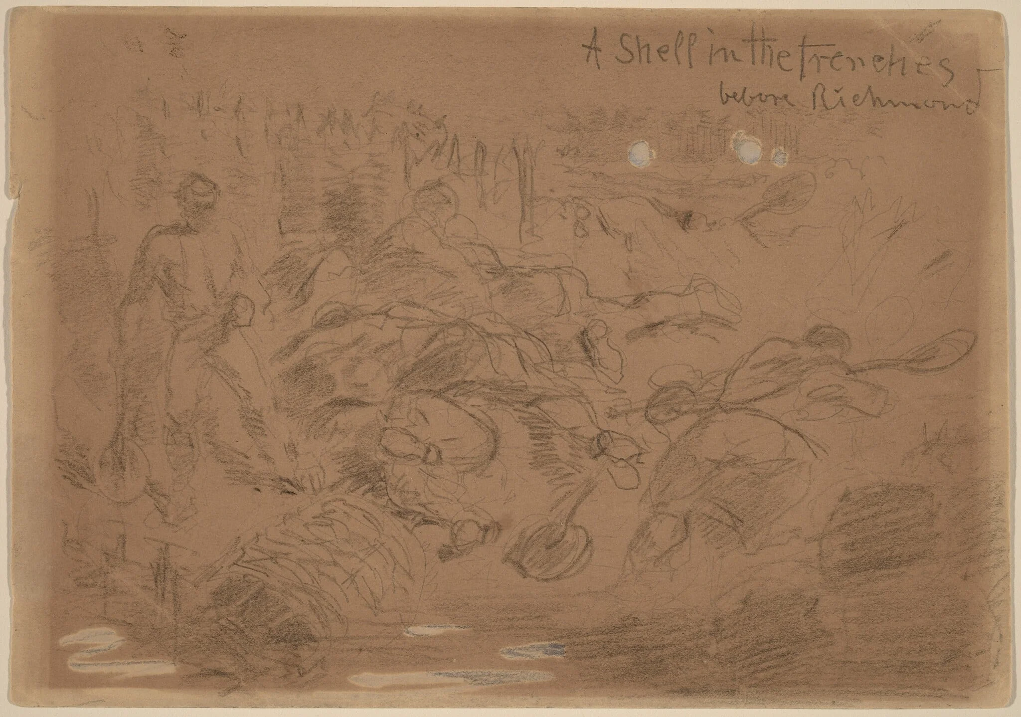 A Shell in the Trenches before Richmond [recto], detail