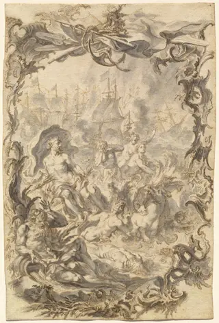 The Horrors of War: A Sea Battle, by Gottfried Bernhard Götz, ink, 1743