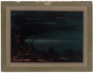 Salmon Spearing - Ottowas, by George Catlin, oil, 1865