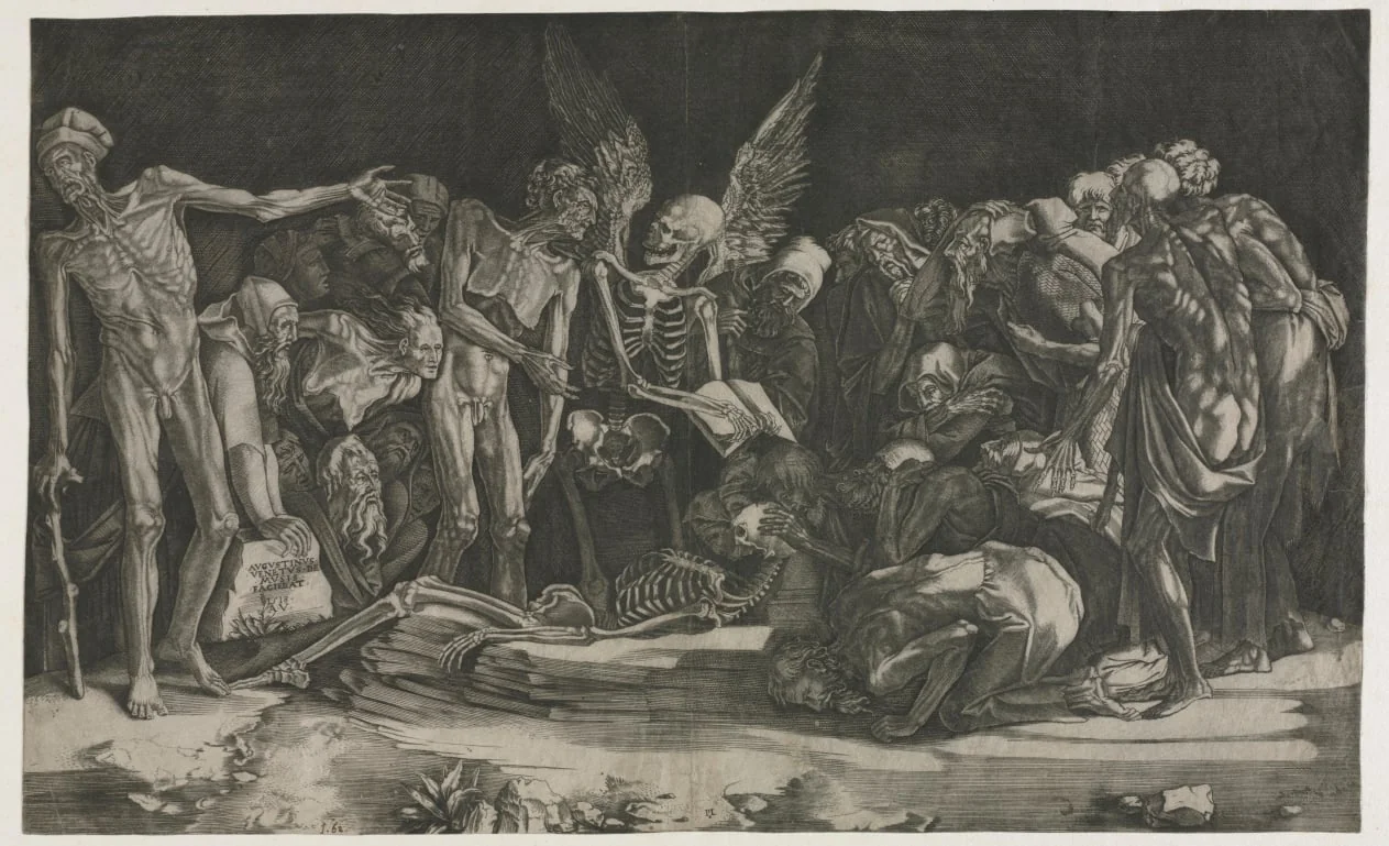Skeletons, also known as Allegory of Death and Fame, detail