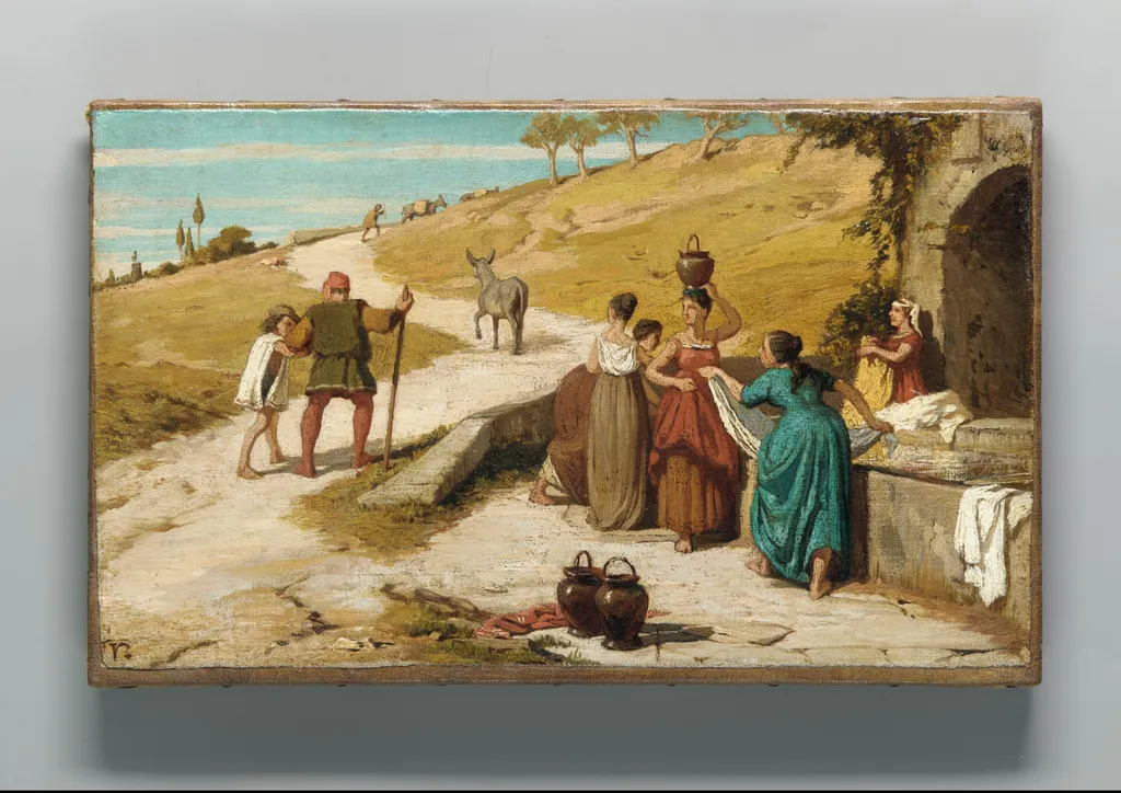 The Fable of the Miller, His Son, and the Donkey, by Elihu Vedder, oil, 1867