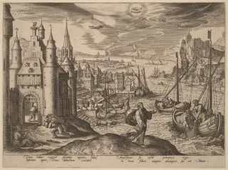 Jesus Calling the Apostles Among the Fishermen, by Adriaen Collaert, ink, 1585