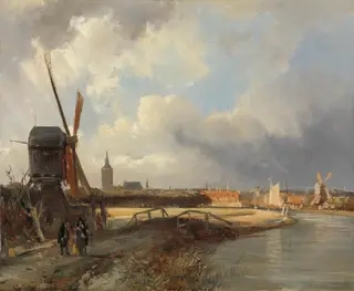 View of The Hague, by Cornelis Springer, oil, 1852