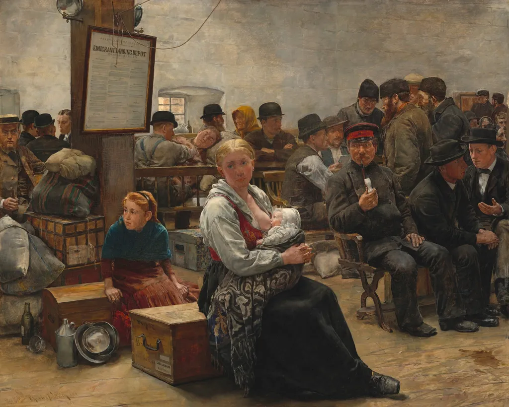 In the Land of Promise, Castle Garden, by Charles Frederic Ulrich, oil, 1884