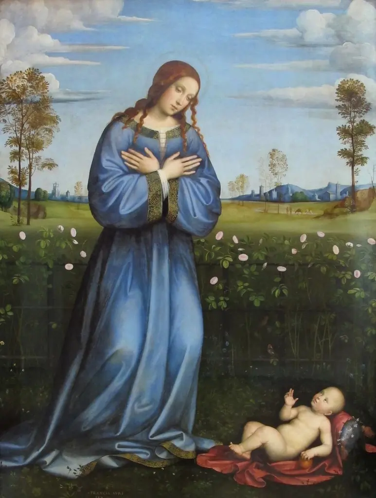 Madonna im Rosenhag, by Francesco Francia, unspecified, 1500
