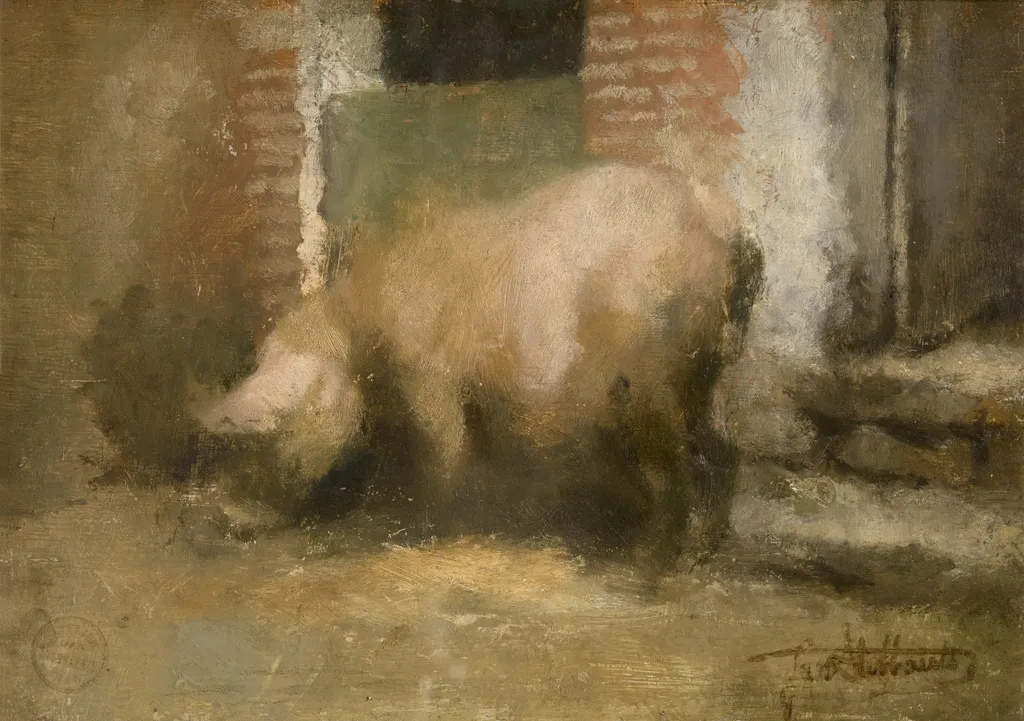 The Sow, by Jan Stobbaerts, oil, 1914