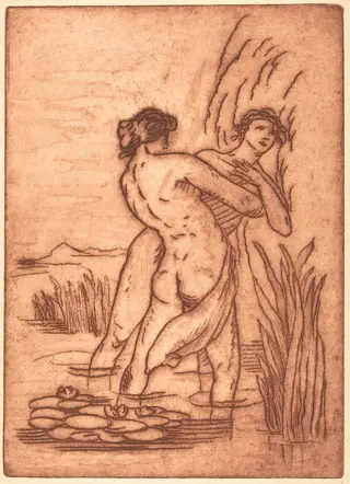 Couple Standing in Water, by Émile Bernard, ink, 1915