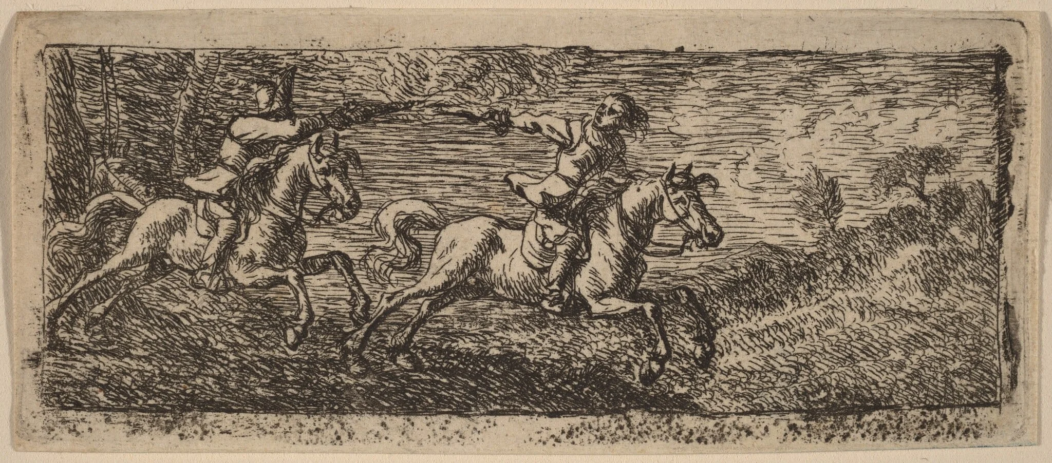 Two Horsemen Fighting, detail