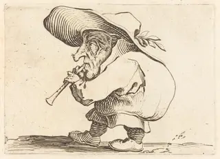 The Flageolet Player, by Jacques Callot, ink, 1622