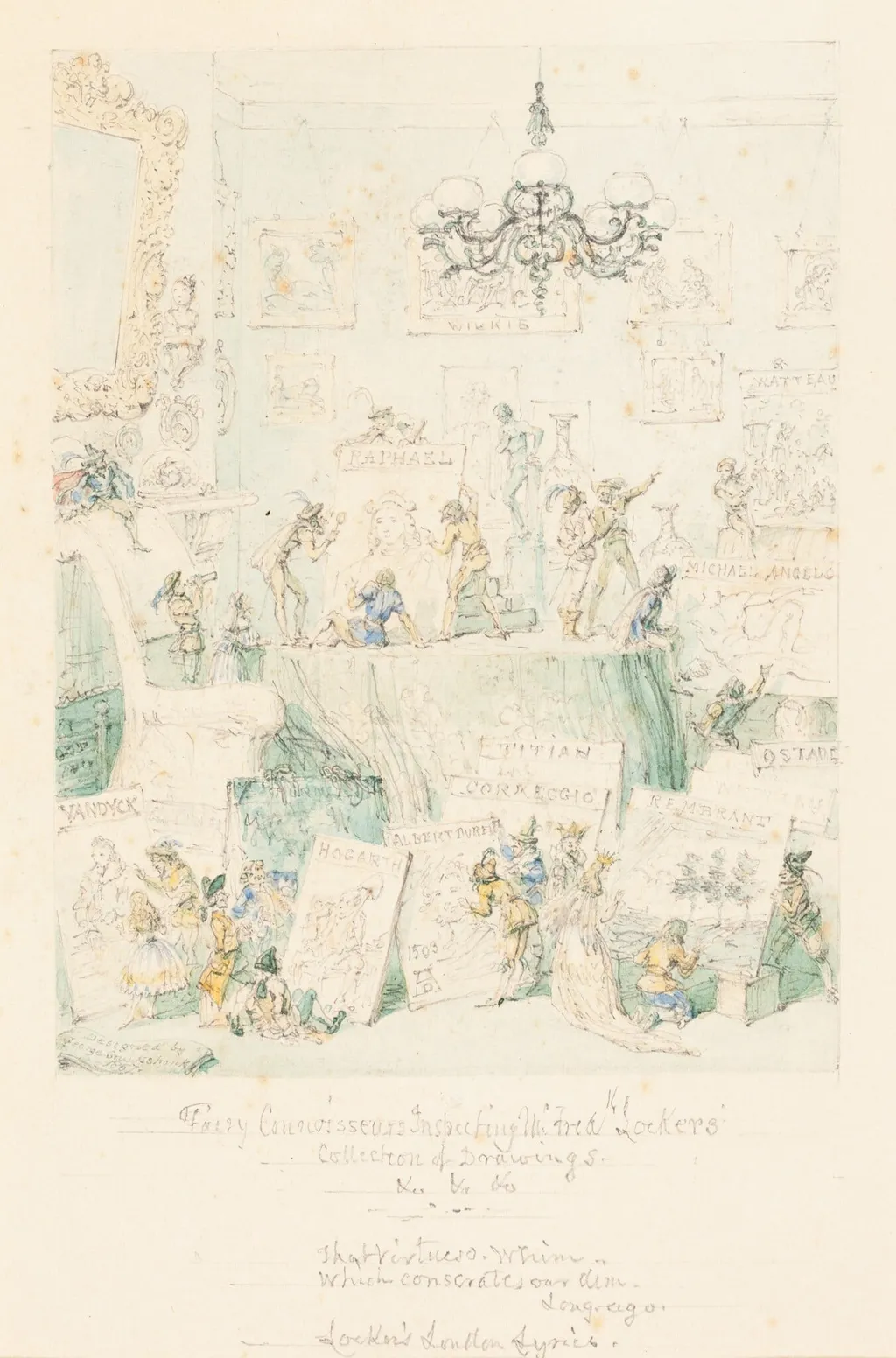 Fairy Connoisseurs Inspecting Mr. Frederick Locker's Collection of Drawings, by George Cruikshank, graphite, 1867