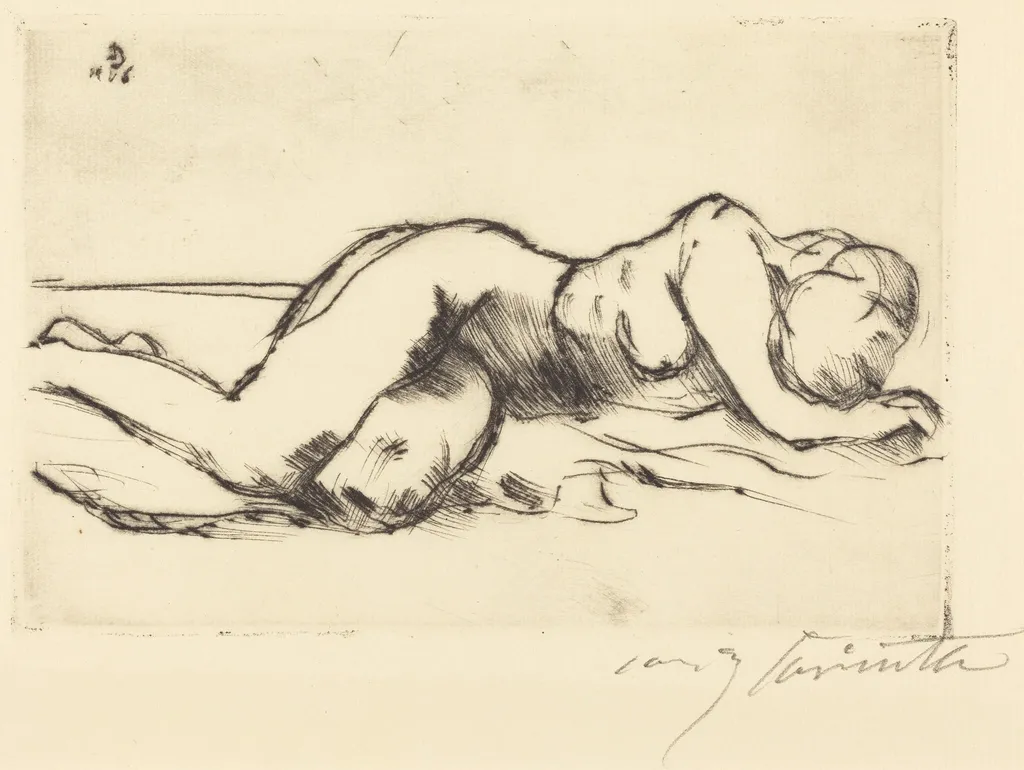 Weiblicher Akt (Female Nude), by Lovis Corinth, ink, 1916