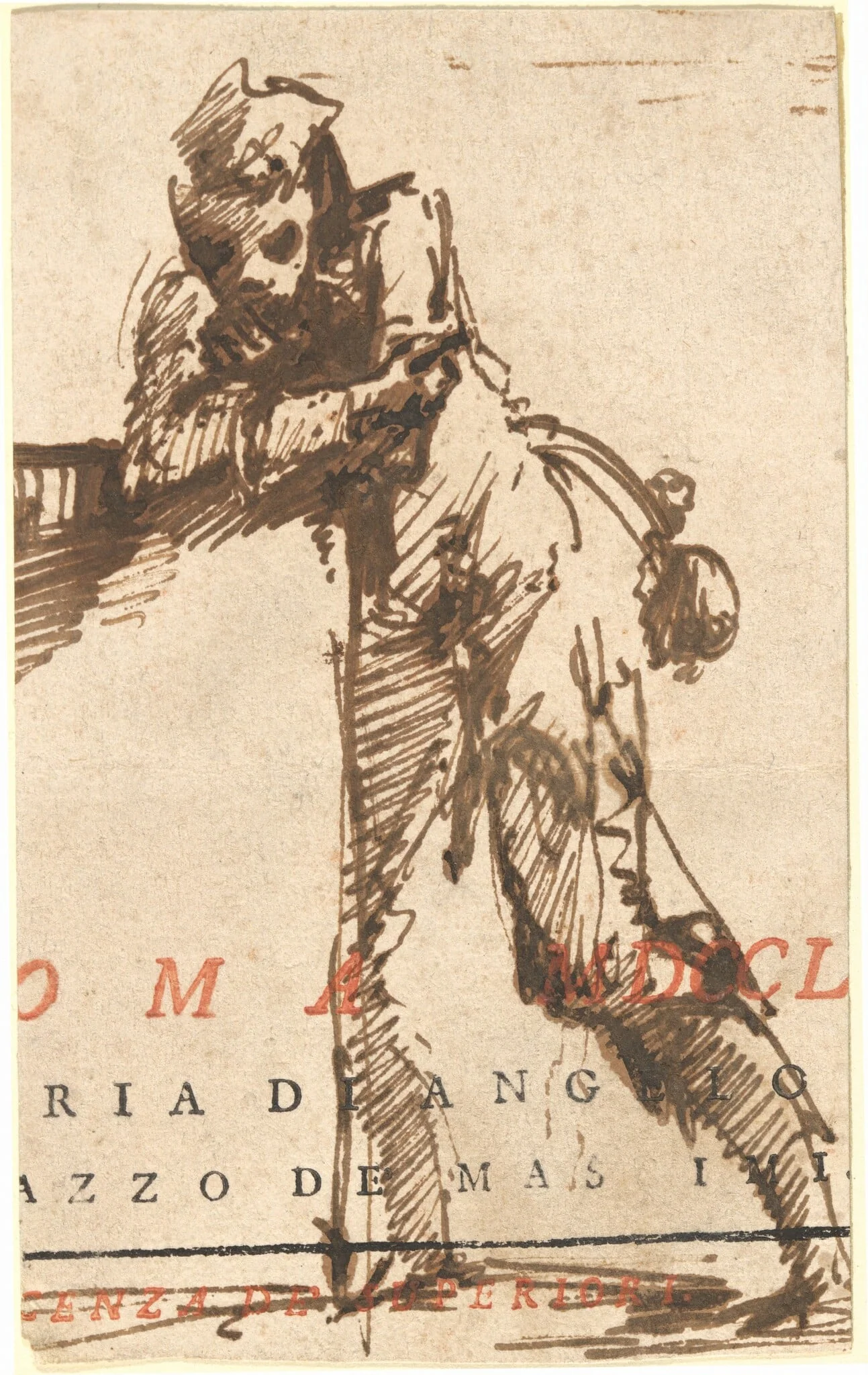 A Man Leaning on a Structure, detail