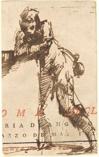 A Man Leaning on a Structure, by Giovanni Battista Piranesi, ink, 1764