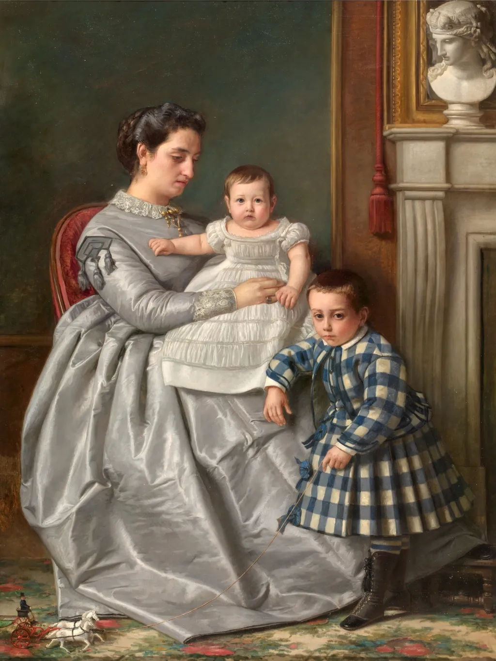 La esposa e hijos del pintor, by Víctor Manzano y Mejorada, oil, 1864