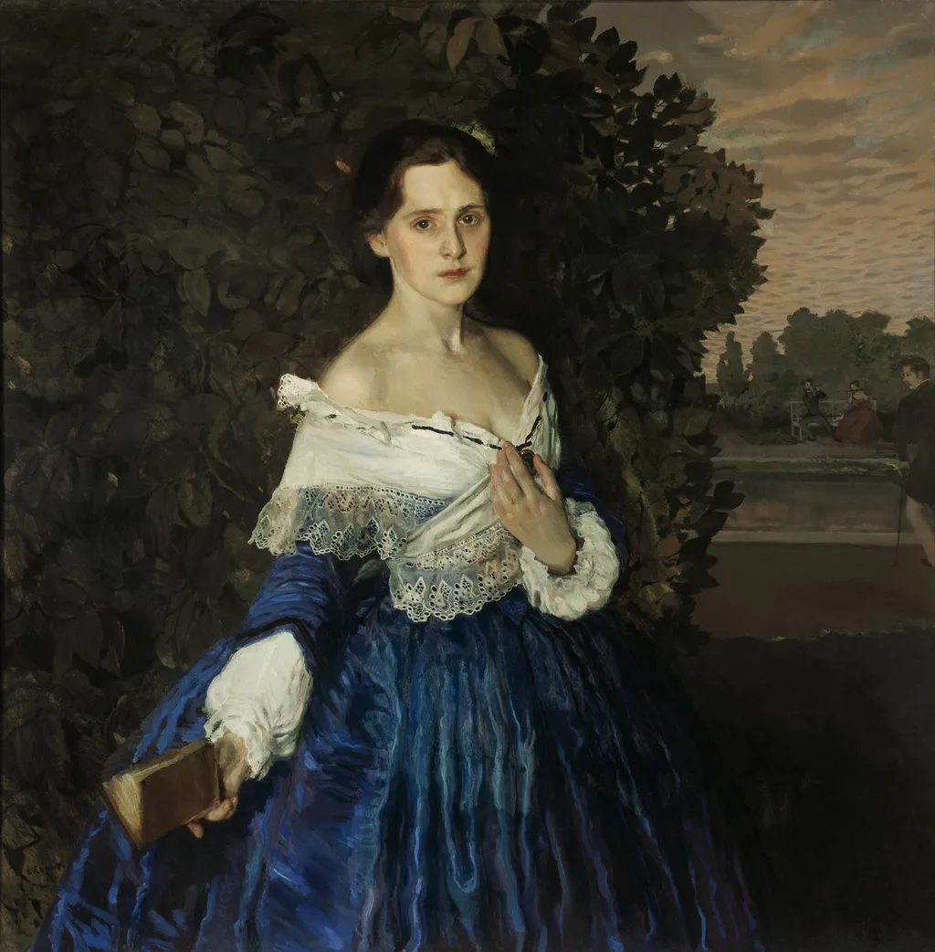 Lady in Blue, by Konstantin Somov, oil, 1899