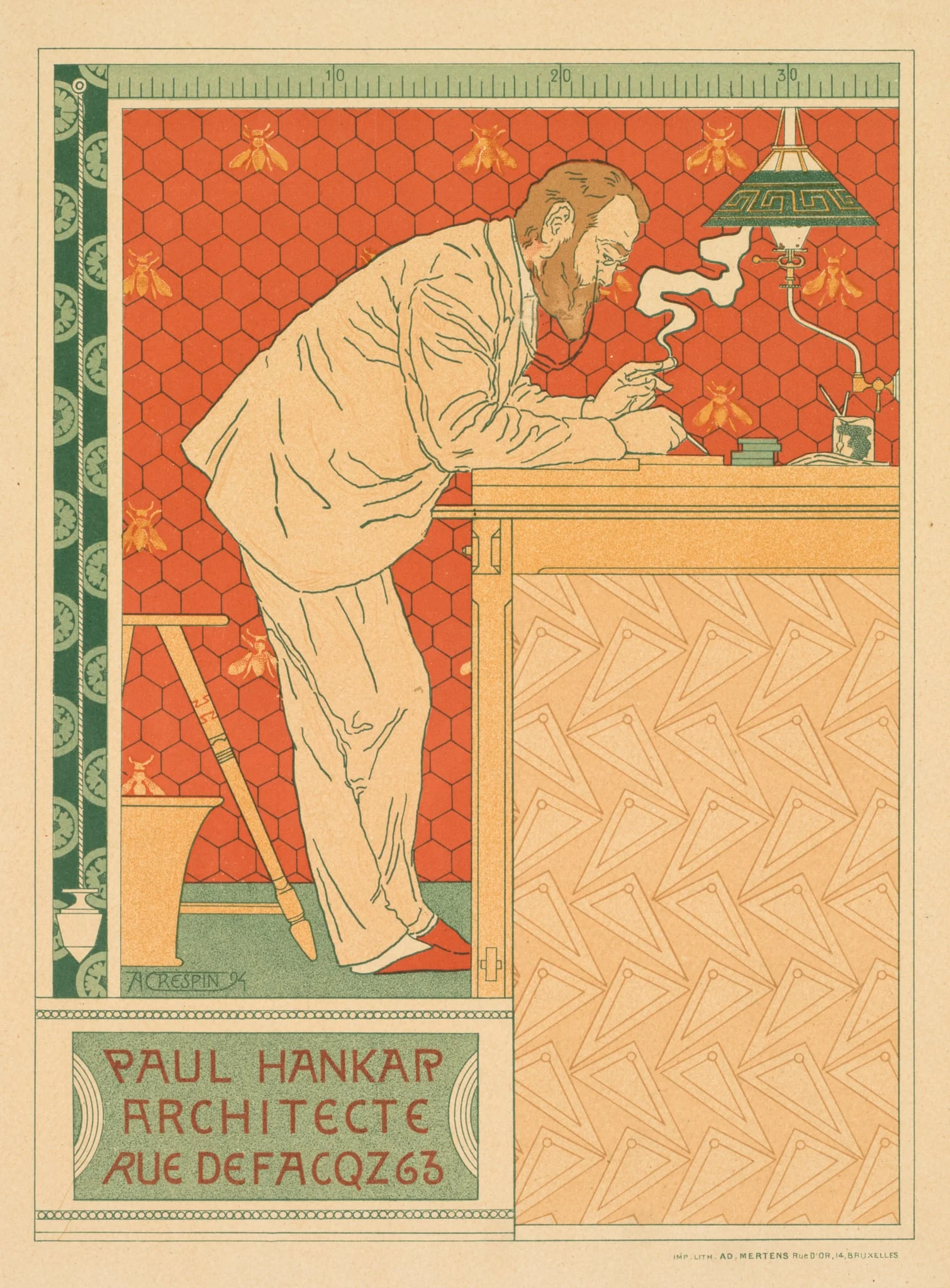 Les Maitres de l'Affiche, Pl. 91: Paul Hankar, Architecte rue defacqz 63, detail