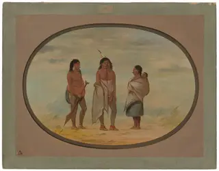Nayas Indian Chief, His Wife, and a Warrior, by George Catlin, oil, 1862