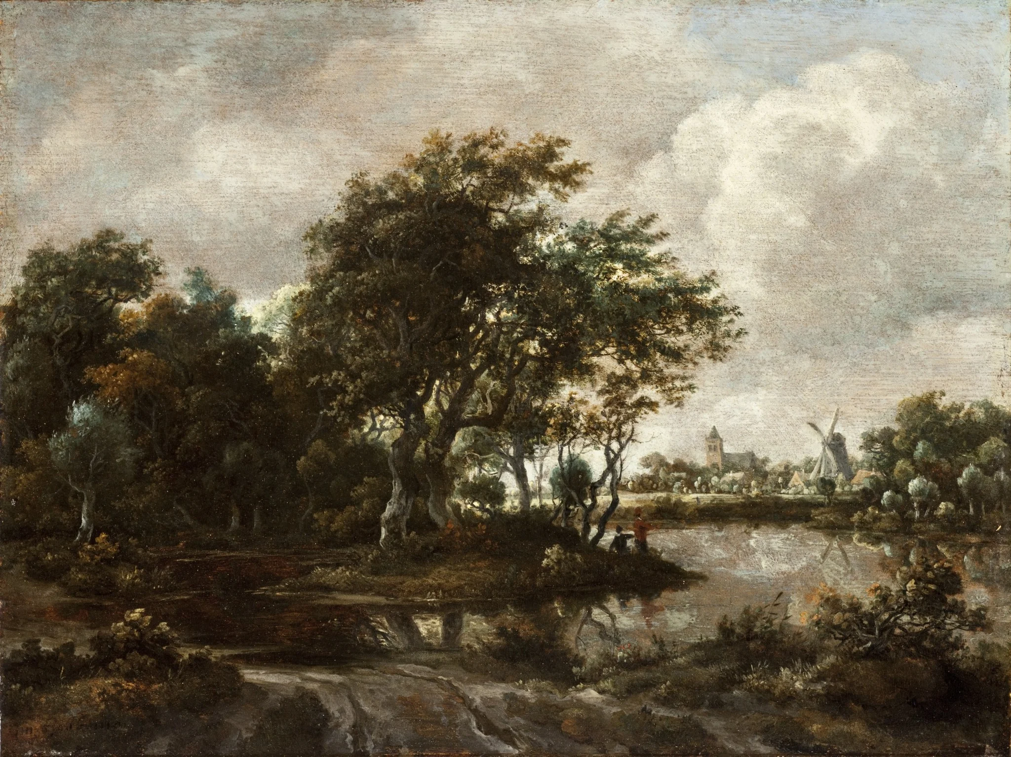Landscape with Anglers and a Distant Town, detail