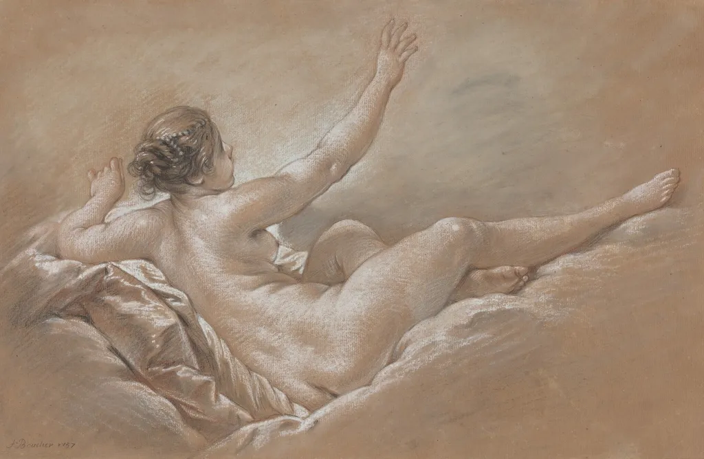 Danae Receiving the Golden Shower, by François Boucher, chalk, 1757