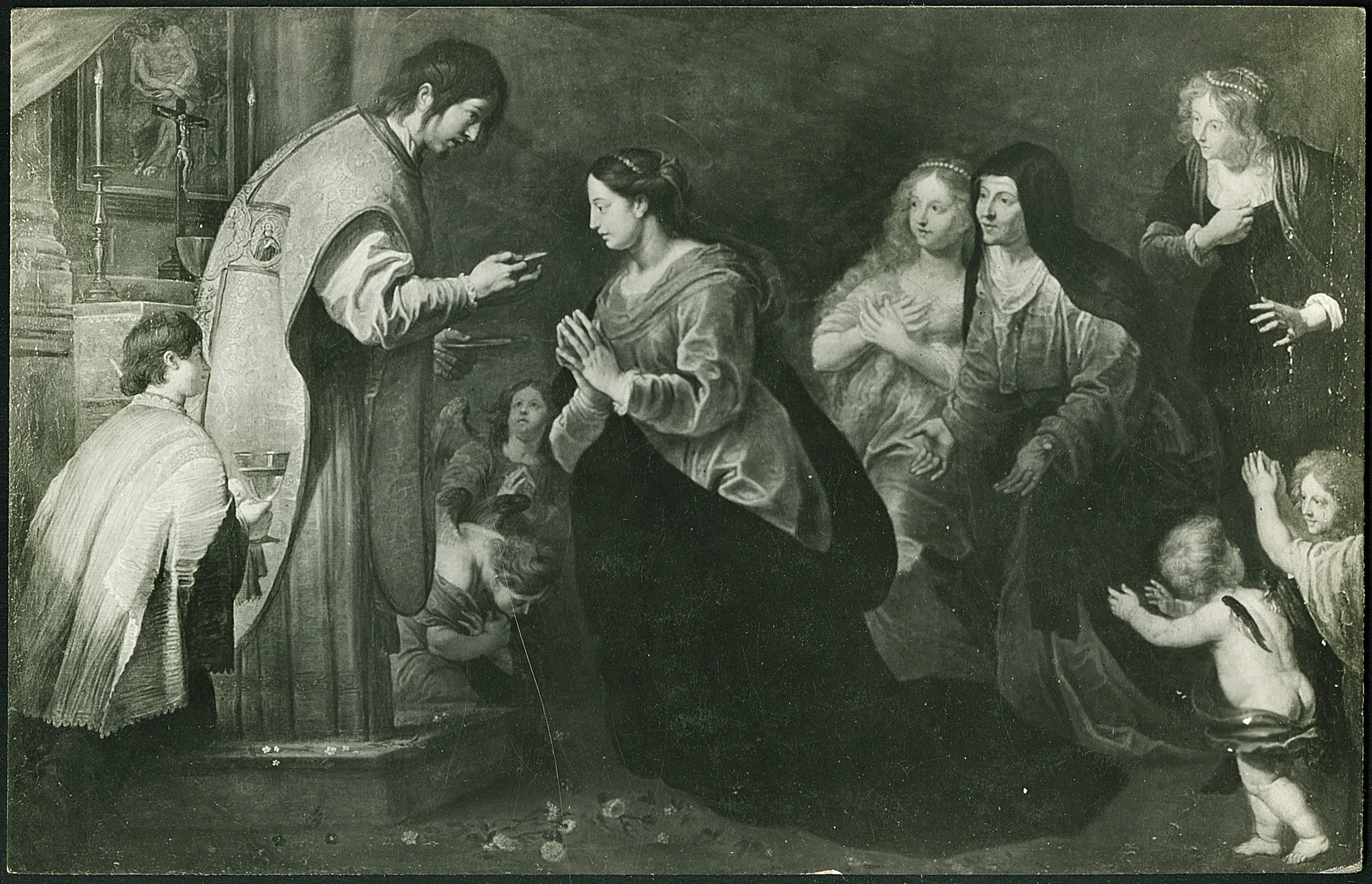 Mary receives her last communion from John the Evangelist, detail