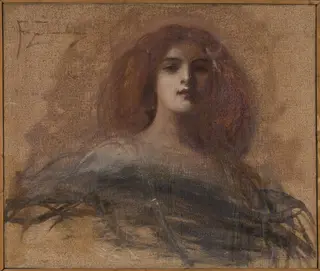 Red-haired woman, by Franciszek Żmurko, oil, 1894
