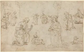 The Adoration of the Shepherds, by Pietro Perugino, chalk, 1517