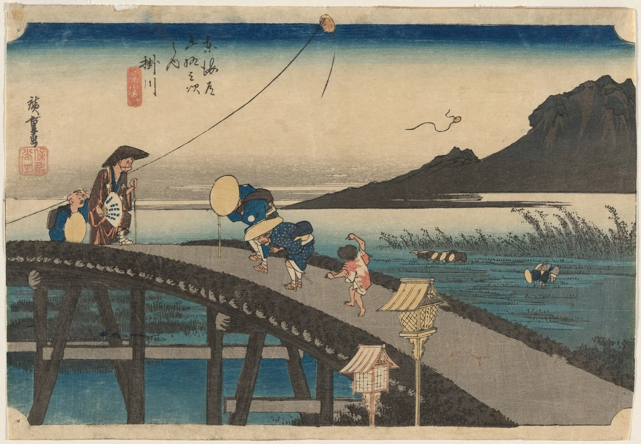 Distant View of Mount Akiha, Kakegawa, detail