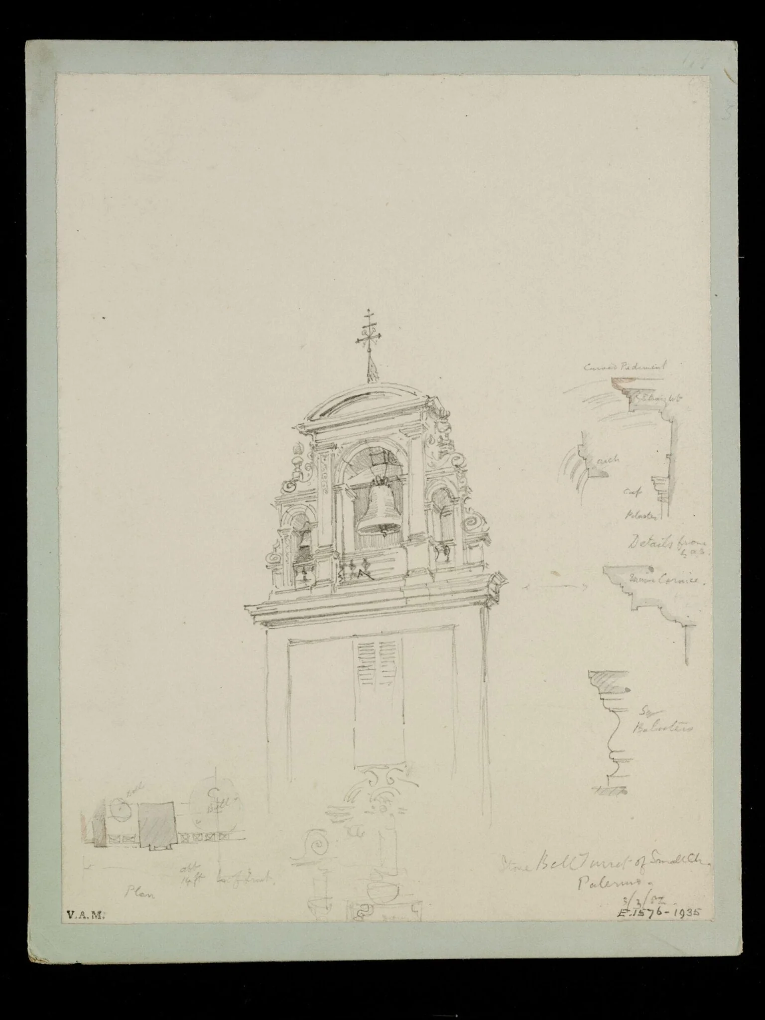 One of 235 drawings of architectural subjects in France, Germany, and Italy, detail