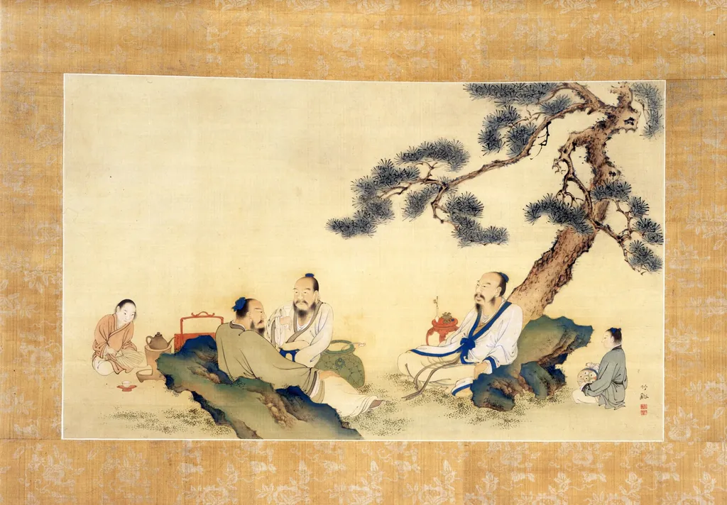 Scholars Enjoying Tea, by Nakabayashi Chikkei, unspecified, 1850