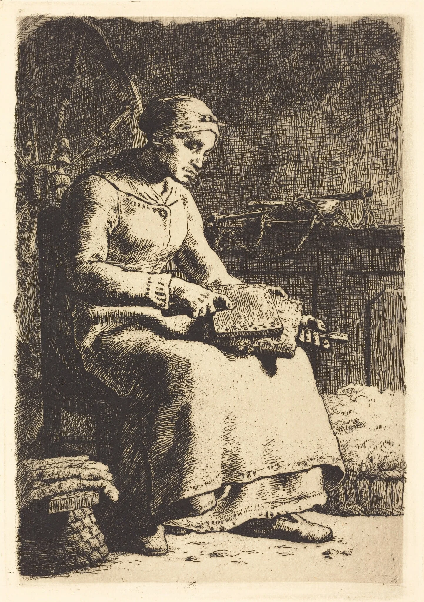 The Wool Carder (La cardeuse), detail