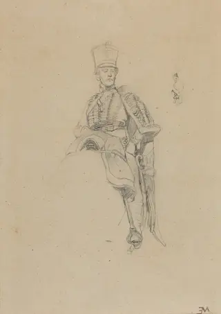 A French Hussar, by Jean-Louis-Ernest Meissonier, graphite, 1865