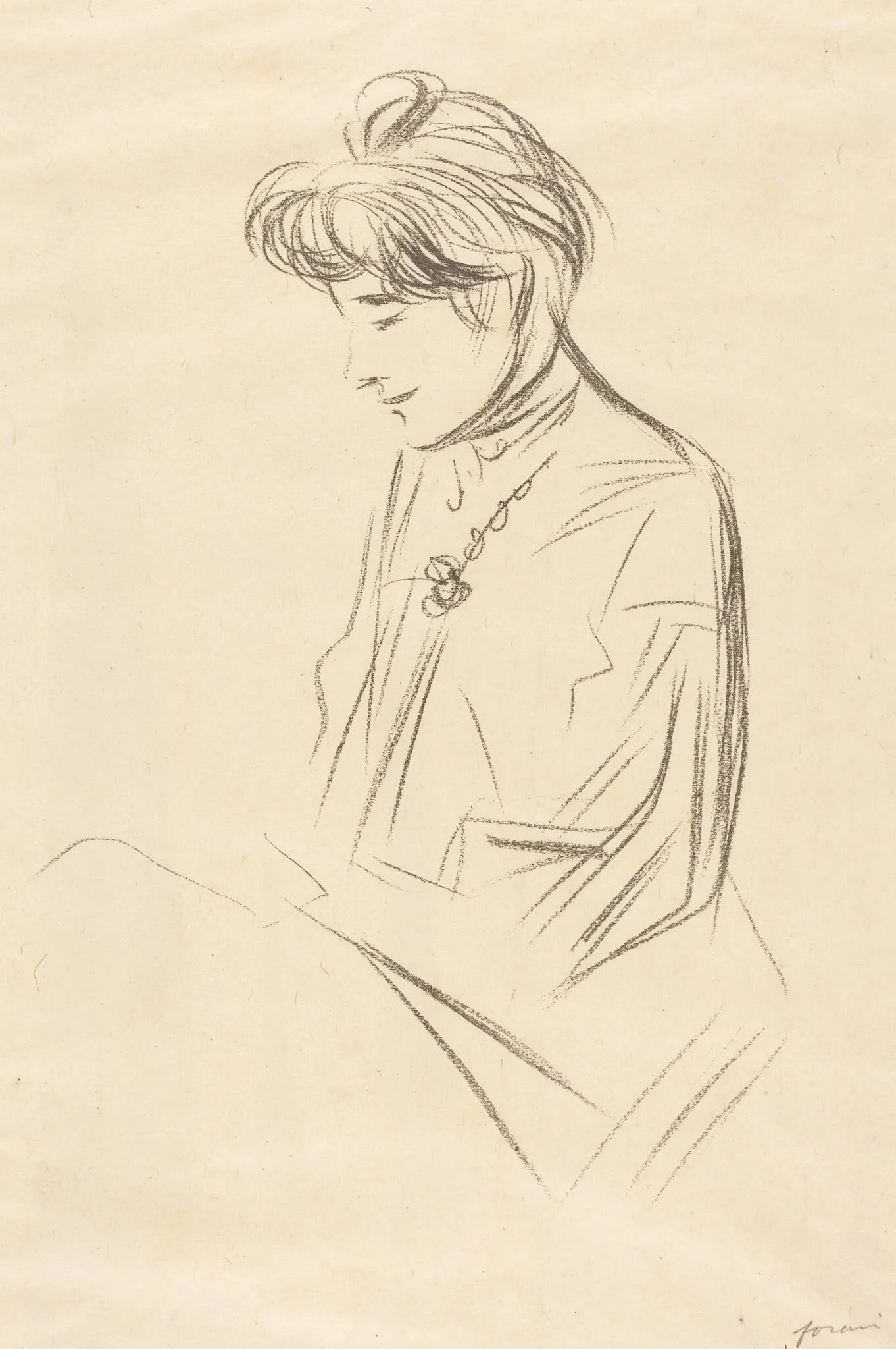 Etude de femme assise, en buste de profil (Study of a Seated Woman, Half-Length in Profile), detail