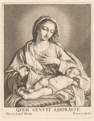The Virgin and Sleeping Child, by Giovanni Bottani, ink, 1701