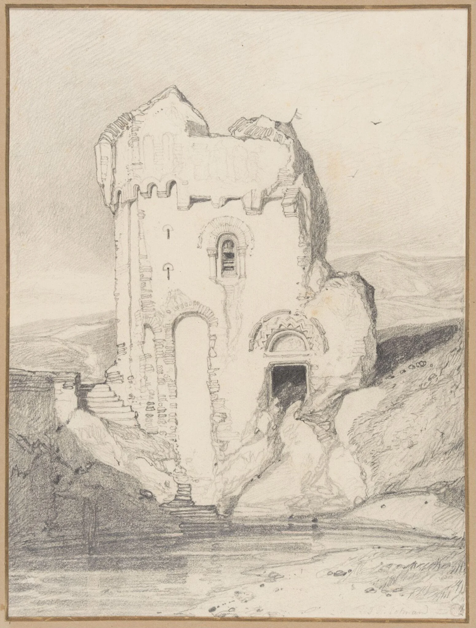 Remains of the Chateau de Mortimer, near Les Andelys, France, detail