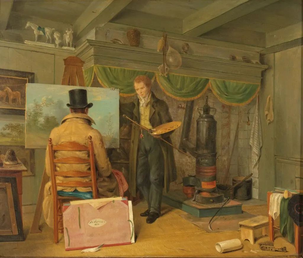 The Painter in his Studio, by Anthony Oberman, oil, 1820