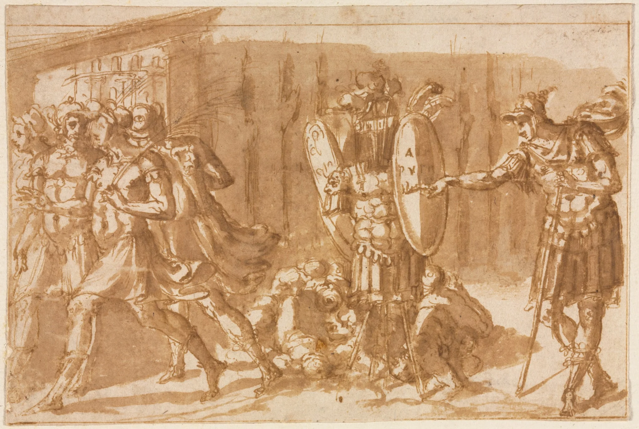 Victorious Soldiers with Trophy, detail