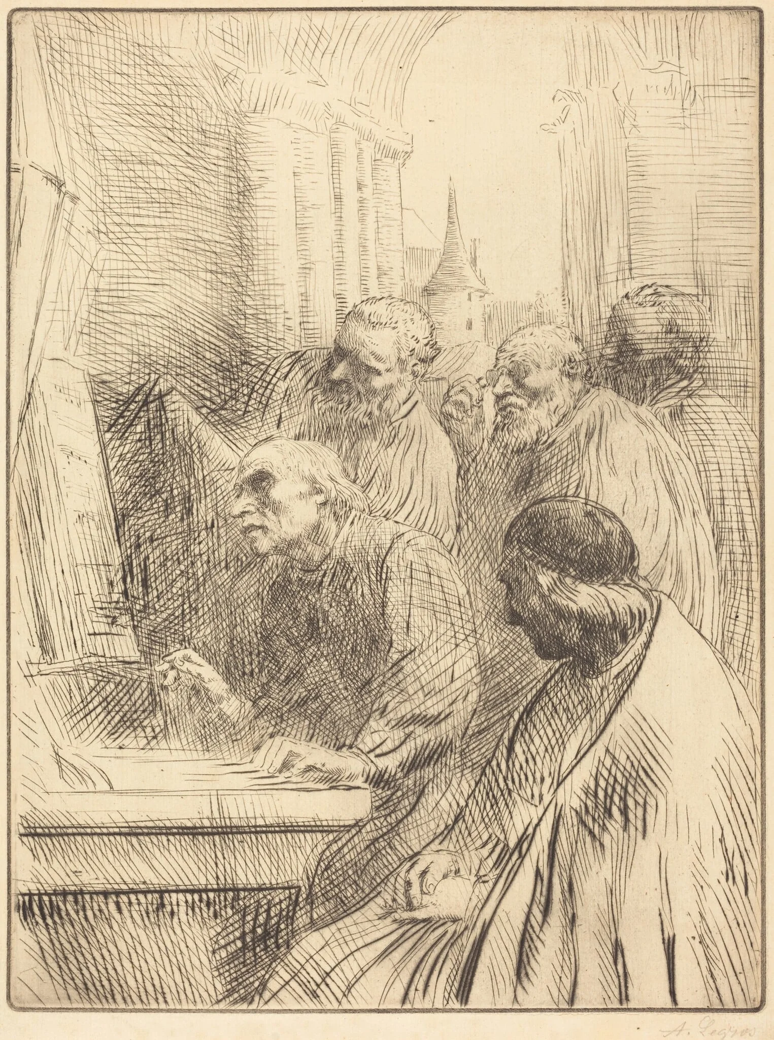 Monks at Church (Les moines a l'eglise), detail