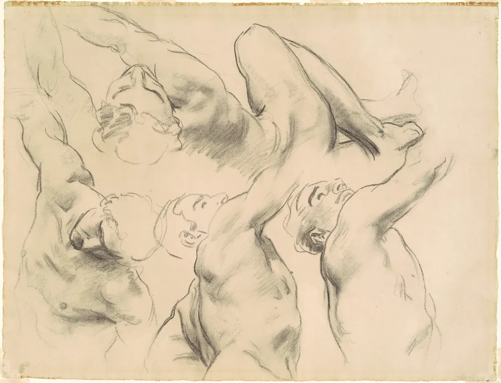 Studies for "Heaven" and "Hell", by John Singer Sargent, charcoal, 1910