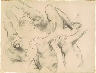 Studies for "Heaven" and "Hell", by John Singer Sargent, charcoal, 1910