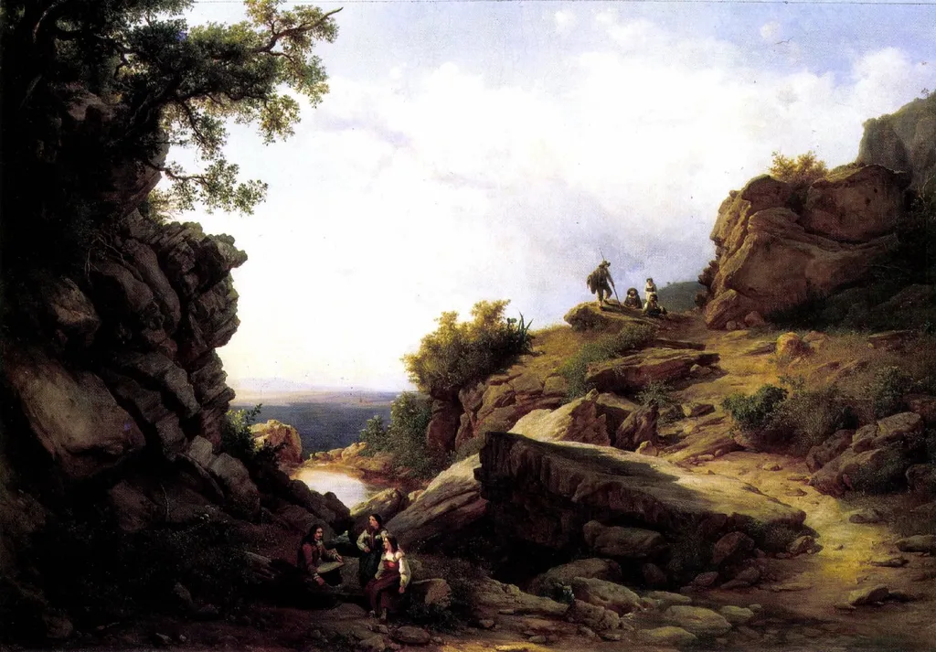 Salvator Rosa Making Studies after the Nature of the Apennines, by Károly Markó the Younger, oil, 1858