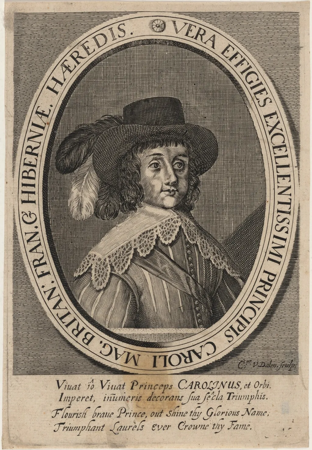 Charles II as Prince, by Cornelis van Dalen I, ink, 1634